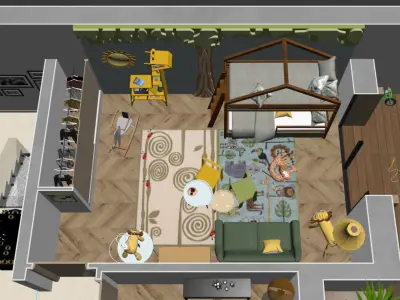 3d floorplan S two bedroom apartment floor plan 3D model