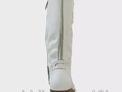 Knee-High Boots with Side Zipper and Decorative Studs Low-poly 3D model