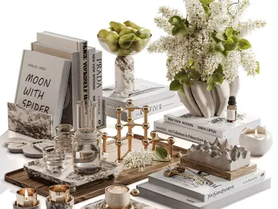  White Lilac and Pear Tabletop 3D model