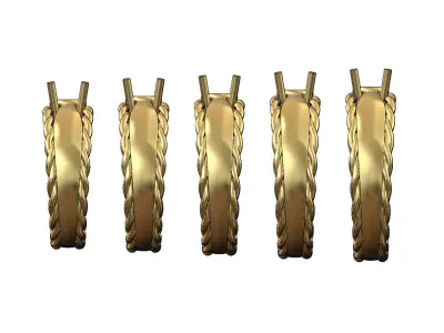 Braided rope pinched shank 5mm solitaire ring US sizes 5to9 3D print model