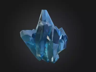 Blue Crystal Cluster Low-poly 3D model