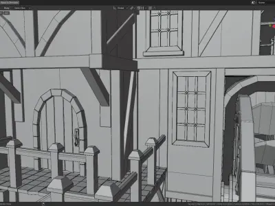 Medieval Watermill for UE 5 Rigged and Animated Low-poly 3D model