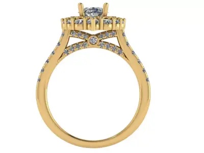 oval double halo ring with cathedral shank  3D print model