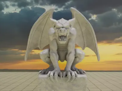 Gargoyle Guardian Statue Stone  Low-poly 3D model