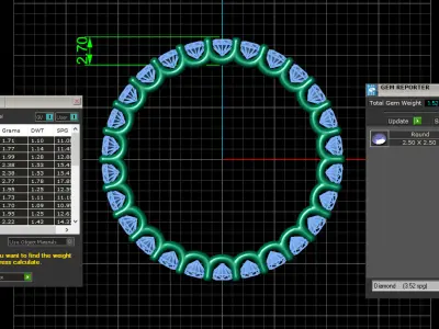 U Shaped Eternity Ring 2 point 5 mm stone size swiss 17 and EU57 3D print model