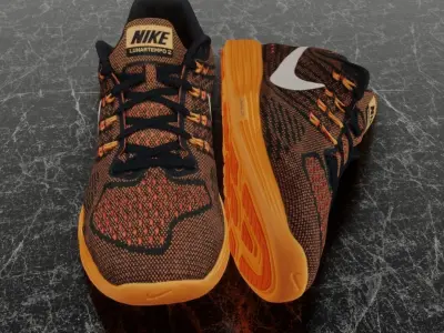NIKE LUNAR TEMPO 2 3D SHOES - ORANGE Low-poly 3D model