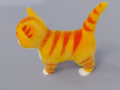 Fur Cute Cat kitten No Rig Low-poly 3D model