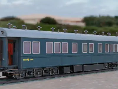 Steam Passengers Car Low-poly 3D model Low-poly 3D model