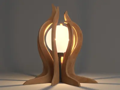 Wooden Garden And Table Lamp Design 3D model