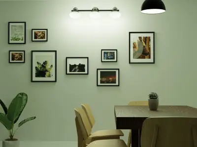 Picture wall with Lamps Free 3D model