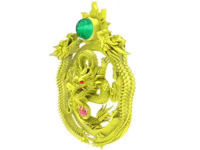 6176 Luxury Fengshui Dragon Pendant  3D print model
