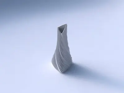 Vase grounded tilted triangle with twisted extruded lines 3D print model
