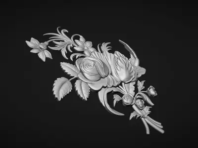 Rose bas relief 3D print model