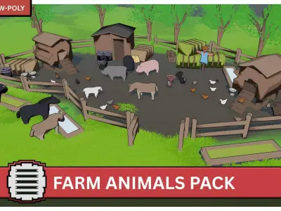 Farm Animals Pack - Stylized Low poly 3D Models Low-poly 3D model