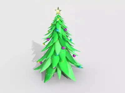 Christmas Tree 02 Green Colored  - Cartoon Interior Decoration Low-poly 3D model