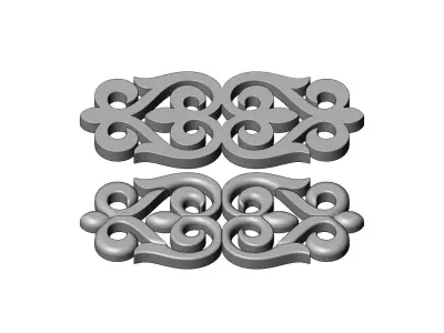 Carved floral pattern strip onlay and molding relief 3D print model