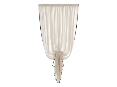 Curtain HE-No 02 Sheer linen with Black trim 3D model