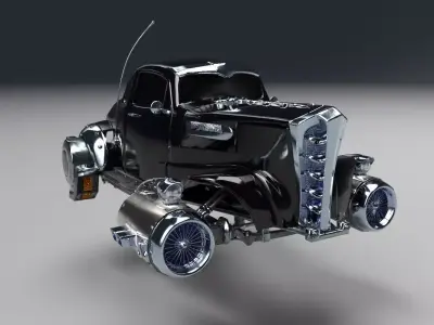 Futuristic Retro Car Low Poly 3D model