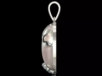 Mother of Pearl Oval Pendant with Diamond Topaz jp0381 3D print model