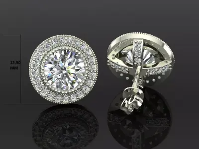 Women Diamond Earrings 3D print model 106
