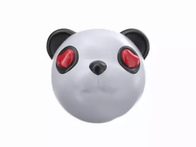 panda bear head with eyes Low-poly 3D model