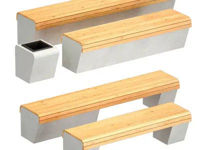 Outdoor park bench with an urn 3D model