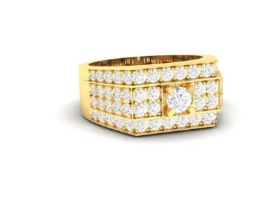 Luxury Square Diamond Men Ring Bold Gold Jewelry  154 3D print model