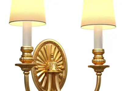 Golden sconce in classic MARINER style Two-horn wall lamp 3D model