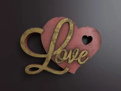 Vintage Valentines Day Decor 1 Low-poly 3D model