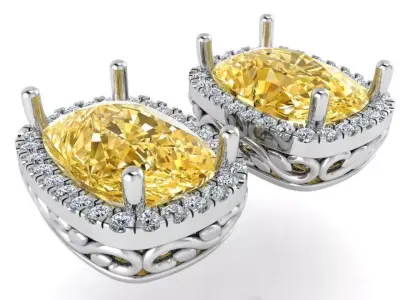 Cushion Halo Earring 1593 3D print model