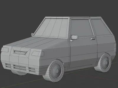Stylized Low Poly Compact Urban Car - Game Ready Model Low-poly 3D model