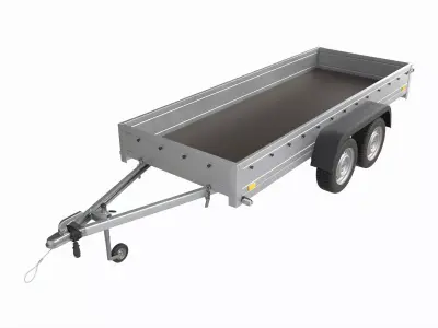 Double axle car trailer jockey wheel extended 3D model
