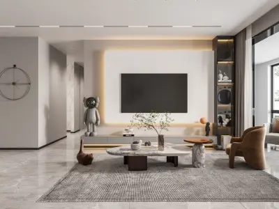  Modern style living room CR rendering interior design model 3D model
