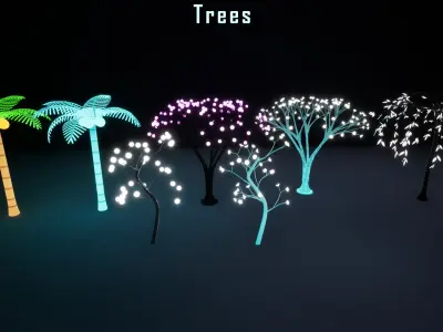 Neon furniture and decor Low-poly 3D model