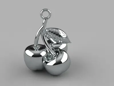 Cherry Pendant Gold Silver Platinum Luxury Jewelry cherries 3D print model