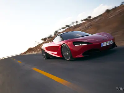 Sport car next to shore scene SWR 3D model