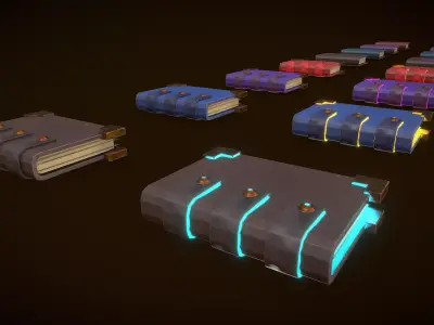 Stylized PBR Book Pack Low-poly 3D model