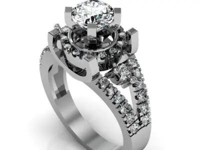 solitaire ring 3D print model 31
