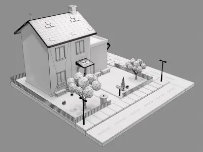 Cartoon House Free low-poly 3D model get