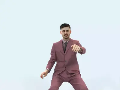 Posture 20F Driver Driving Sitting Elegant Business Man Low-poly 3D model