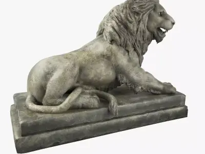 Stone Lion Sculpture 3D model