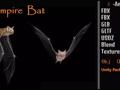 Vampire Bat Low-poly 3D model