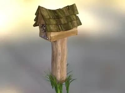 Medieval Wooden Mailbox 3D model