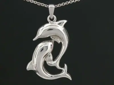 Eternal Bond Twin Dolphin Locket 3D print model 3D print model