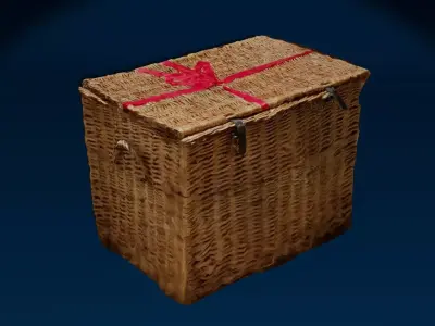 Wicker Box Chest Photoscan With Bow Low-poly 3D model