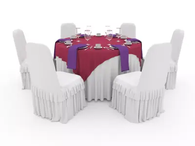 Banquet Table and Chair 30 3D model