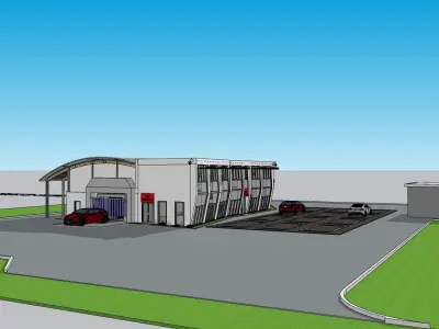 car wash -Rotating brushes inside 5185 Low-poly 3D model