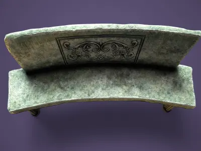Concrete Bench Low-poly 3D model