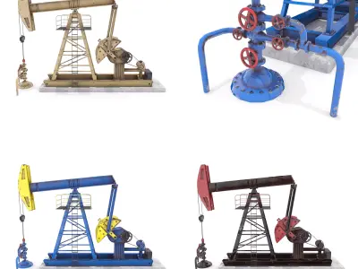 Oil Pumpjack Animated Pack 3D model