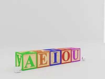 Kids Letter Blocks - Vowel Letters  3D model